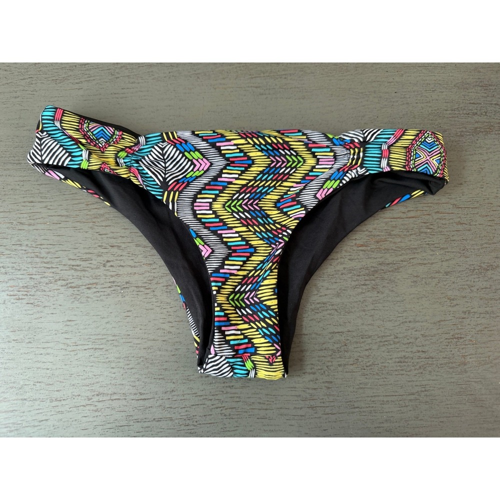 L Space Bitsy Cut Bikini Bottoms XS Multi Color Tribal Geometric Print Low Rise